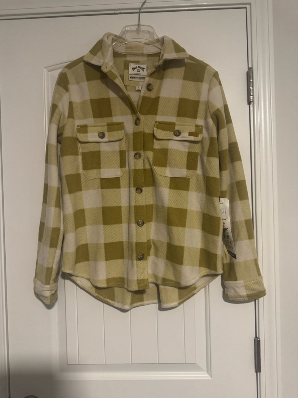 Billabong Olive and Cream Plaid Button-Front Shirt